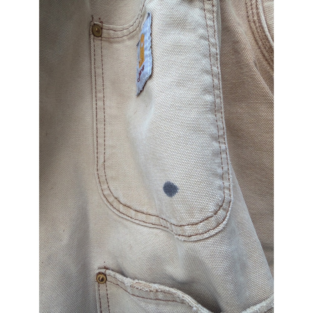 Vintage Carhartt Barn Chore Coat Tan Blanket Lined Distressed Duck Canvas Mens - Picture 3 of 5